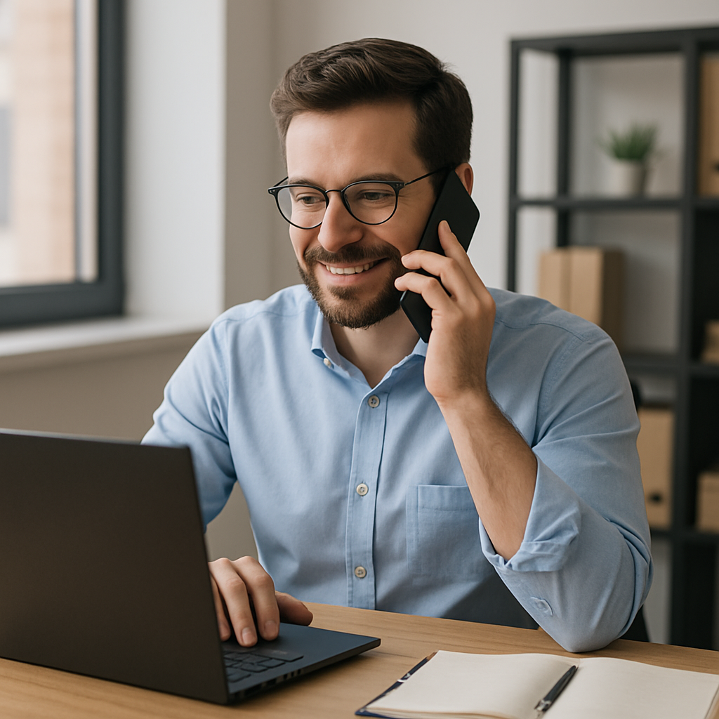 man working at office desk talking on the phone man working at office desk talking on the phone