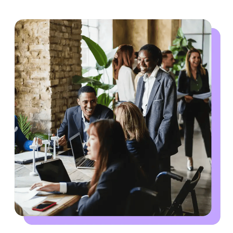 Diverse group of business professionals working in an office