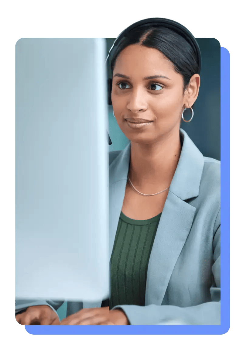 Woman on computer doing her job