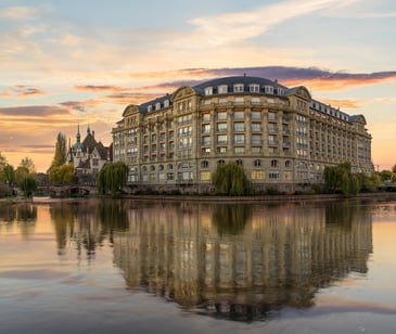 View of hotel from a river