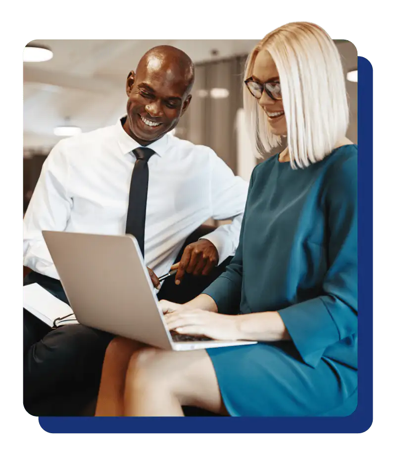 Man and woman working together on a computer